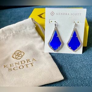 NEW ColorBar Kendra Scott Alex Earrings in Cobalt Cat’s Eye framed in Rho…